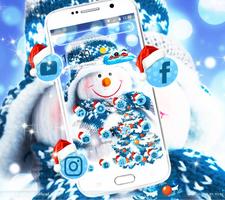Christmas Winter Snowman Theme Affiche