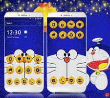 Glitter Blue Cat Cartoon Theme syot layar 1