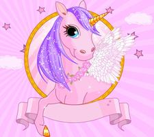 Pink Happy Unicorn Theme Affiche