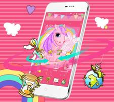 Pink Happy Unicorn Theme captura de pantalla 1