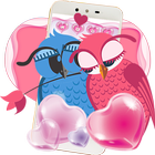 Cute Pink Hearts Owl Couple Valentine Theme أيقونة