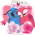 Cute Pink Hearts Owl Couple Valentine Theme アイコン