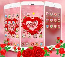 Valentine Love Rose Heart Theme পোস্টার