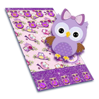 Cute Purple Glitter Owl Theme icono