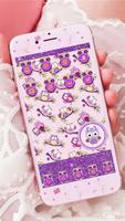 Cute Purple Glitter Owl Theme Affiche