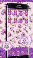 Cute Purple Glitter Owl Theme स्क्रीनशॉट 2
