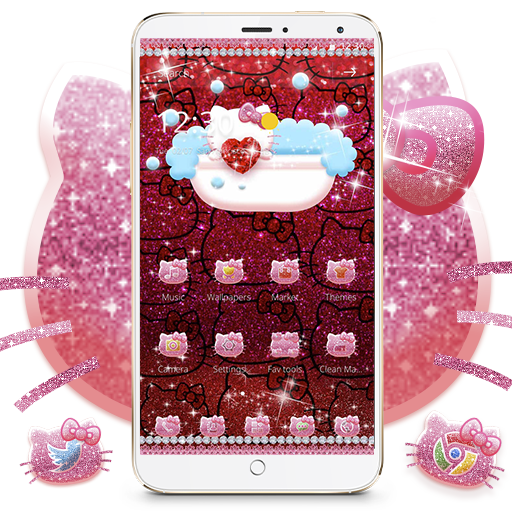 Pink hello Kitty Ruby Diamond  Bow tama Theme
