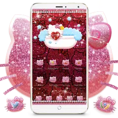 Pink hello Kitty Ruby Diamond  Bow tama Theme APK download