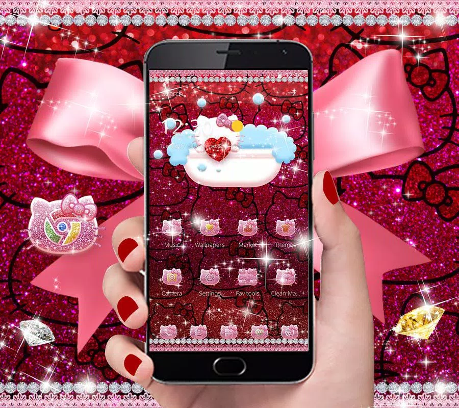 Cute Kitty theme Pink Bow Kitty for Android - Download