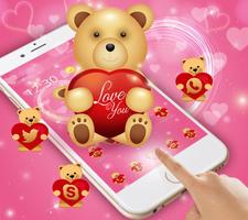 Cute Teddy Bear Love Theme Affiche