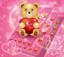 Cute Teddy Bear Love Theme Ekran Görüntüsü 1