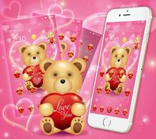 Cute Teddy Bear Love Theme Ekran Görüntüsü 2
