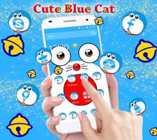 Kawaii Blue Cat Cartoon Theme! Poster