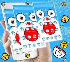 Kawaii Blue Cat Cartoon Theme! ảnh chụp màn hình 1