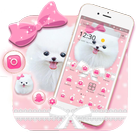Pink Cute Puppy Dog Pet Bowknot Theme icône