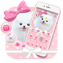 Pink Cute Puppy Dog Pet Bowknot Theme APK