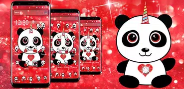 Tema di panda unicorno glitter rosso