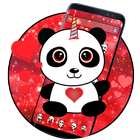 Thème de panda licorne Red Glitter icône