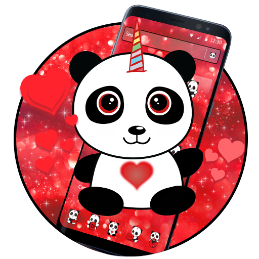 Tema di panda unicorno glitter rosso