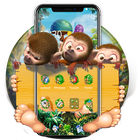 Cute Mischievous Monkeys Theme آئیکن