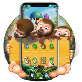 Cute Mischievous Monkeys Theme icône