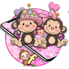Valentine's Day theme couple monkey wallpaper أيقونة