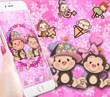 Valentine's Day Theme Couple Monkey Wallpaper capture d'écran 1