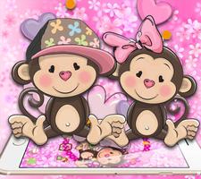 Valentine's Day Theme Couple Monkey Wallpaper скриншот 2