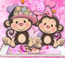 Valentine's Day Theme Couple Monkey Wallpaper capture d'écran 2