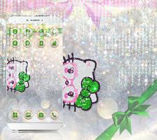 Cute Kitty Green Bowknot Theme captura de pantalla 1