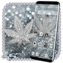 Silver Diamond Glitter Leaf Theme APK