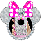 Silver Diamond Minny Pink Bowknot Theme icône