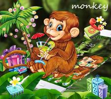 Cute Monkey Drinking Juice Theme imagem de tela 1