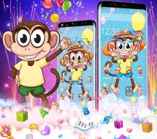 Cute Hat Monkey Theme پوسٹر