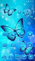 Blue Neon Butterfly Poster