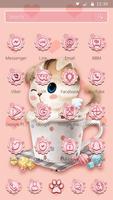 Pink White cat Theme captura de pantalla 1