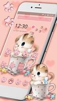 Charming Pink cat Theme تصوير الشاشة 3