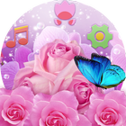 Pink Rose  Butterfly Theme icône