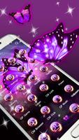 3D Butterfly Purple Theme Affiche