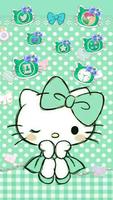 Mint Green Kitty Bowknot Theme постер