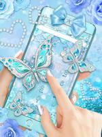 Turquoise Diamond Butterfly Theme 截图 1