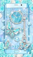 برنامه‌نما Turquoise Diamond Butterfly Theme عکس از صفحه