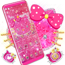 APK Lovely Pink Kitty Diamond Glitter Bowknot Theme