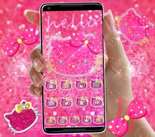 Pink Diamond Shining Bowknot Kitty Theme تصوير الشاشة 1