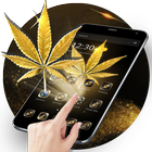 Gold Glitter Weed Rasta Theme أيقونة