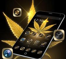 Gold Glitter Weed Rasta Theme الملصق