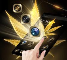 Gold Glitter Weed Rasta Theme تصوير الشاشة 1