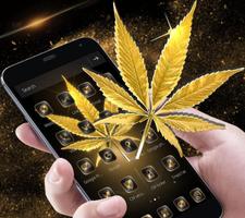 Gold Glitter Weed Rasta Theme تصوير الشاشة 2