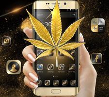 Gold Glitter Weed Rasta Theme تصوير الشاشة 3