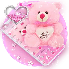 Kawaii Teddy Bear Pink Love Theme APK Herunterladen